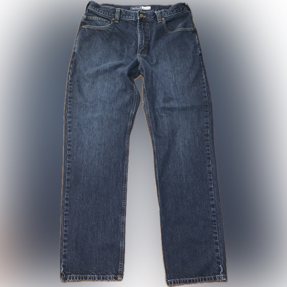 Carhartt Dark Wash Blue Relaxed Fit Heavy Duty Classic Denim Jeans 36 X 34